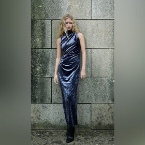 Zara blue velvet dress